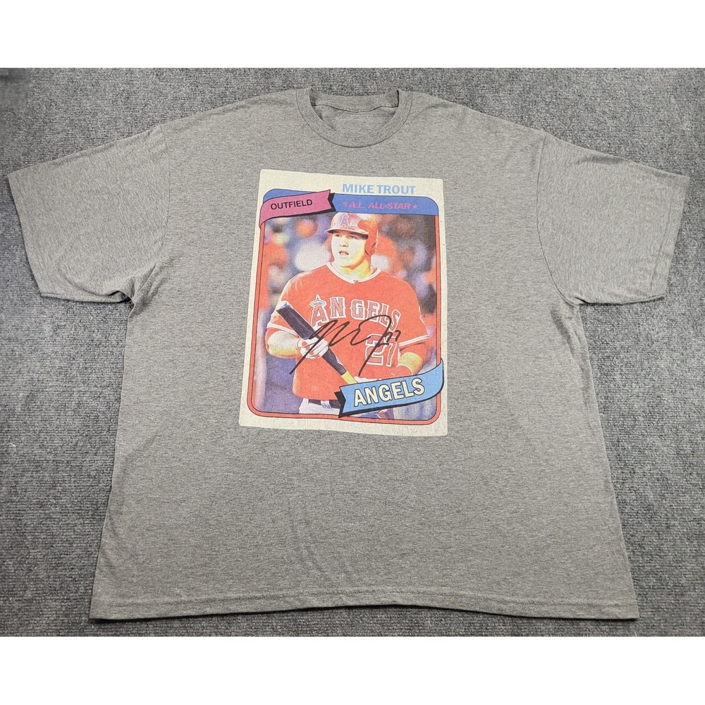 Mike Trout Graphic Baseball Card Tee Size Adult X-Large